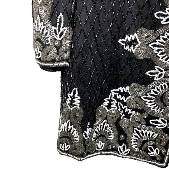 VINTAGE BARUNI Jazz Club Art Deco Sequin and Beaded Longline Evening Tun… - Picture 5 of 8